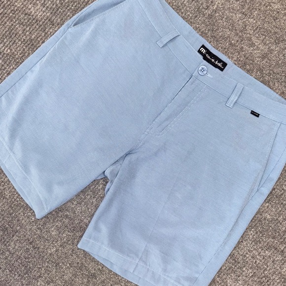 TravisMathew Other - TravisMathew Mens Golf Shorts Blue Micro Check Stretch Performance Size 36